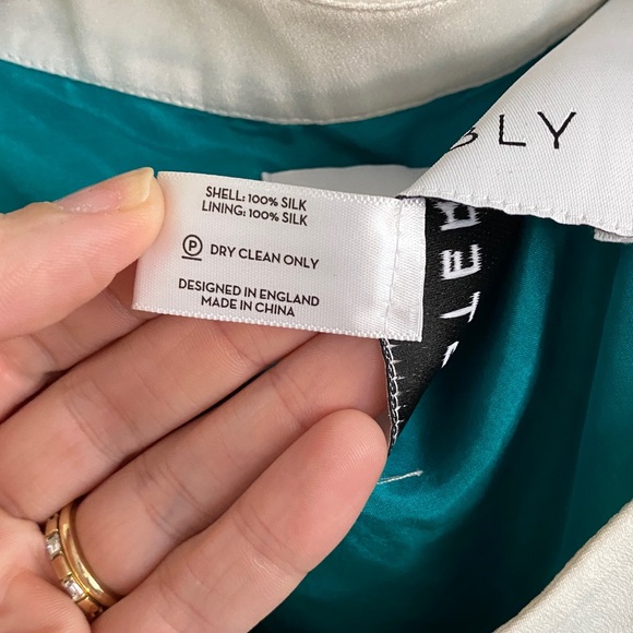 Hester Bly The Nelda Silk Kaftan Palm Springs Pool Colorblock One Size - Picture 7 of 9